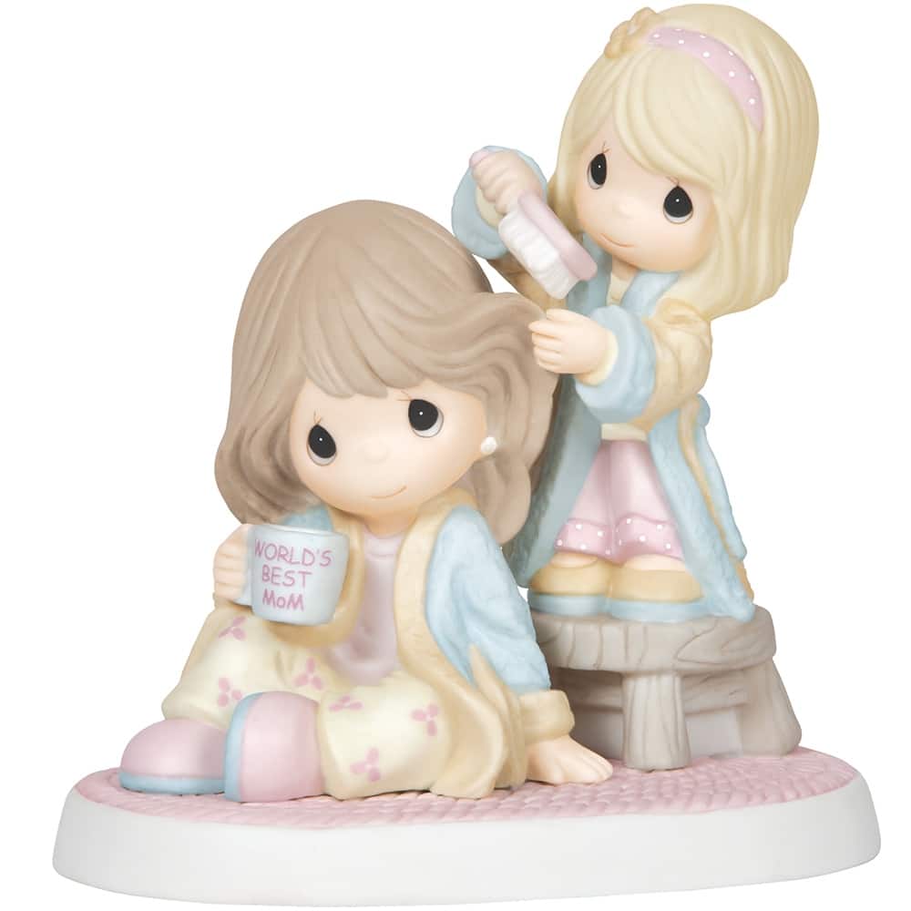 Precious Moments I Cherish Our Time Together Mother &#x26; Daughter Bisque Porcelain Figurine